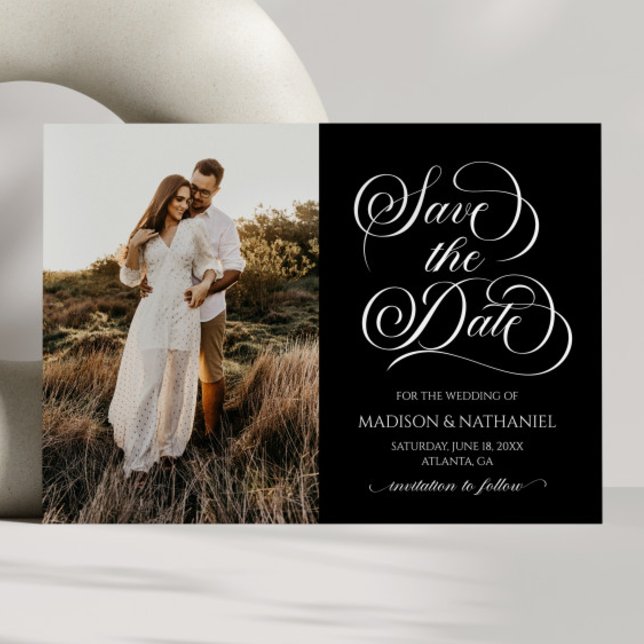 Classic Elegant Script Minimalist Picture Wedding Save The Date (Creator Uploaded)