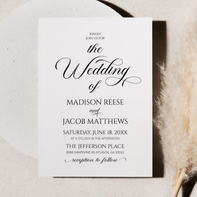 Classic Elegant Script Minimalist Wedding Invitation (Creator Uploaded)