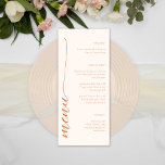 Classic Elegant Script Minimalist Wedding Menu<br><div class="desc">Enhance your wedding reception tables with our sophisticated Wedding Menu Card. This beautifully designed menu combines modern minimalism with a touch of romance, perfectly complementing your carefully curated dining experience. - Clean, easy-to-read layout showcasing your delicious meal options - Customisable text for appetizers, main courses, and desserts - Elegant vertical...</div>