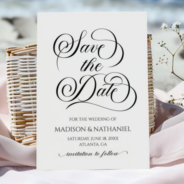 Classic Elegant Script Minimalist Wedding Save The Date (Creator Uploaded)