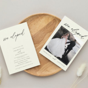 Classic Elegant Script Photo Elopement Wedding Invitation
