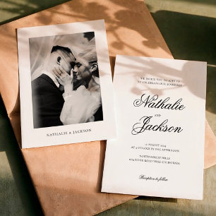 Classic Elegant Script Photo Wedding Invitation