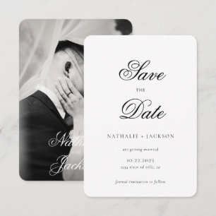 Classic Elegant Script Photo Wedding Save the Date