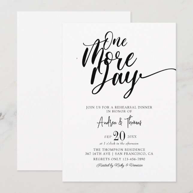 Classic Elegant Script Rehearsal Dinner Invitation (Front/Back)