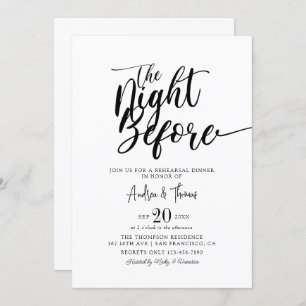 Classic Elegant Script Rehearsal Dinner Invitation