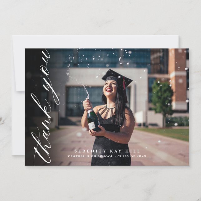 Classic Elegant Script Thank You  Card (Front)