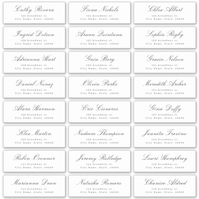 Classic Elegant script wedding guest address label (Front)