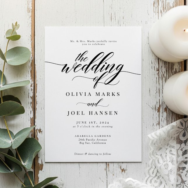 Classic Elegant Script Wedding Invitation (Creator Uploaded)