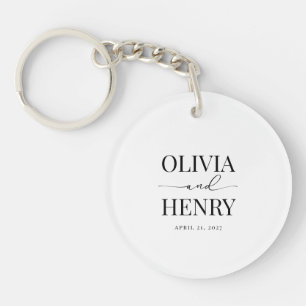 Classic Elegant Script Wedding Rehearsal Dinner Key Ring