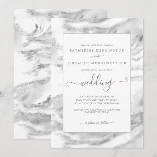 Classic Elegant Silver Foil Marble Wedding Invitation