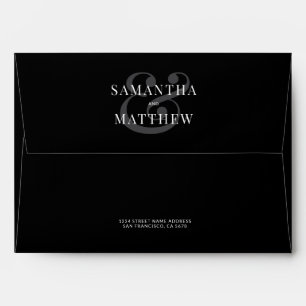 Classic Elegant Simple Black & White Wedding Envelope