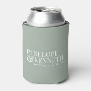 Classic Elegant Simple Custom Wedding Dusty Sage Can Cooler