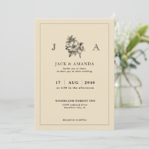 Classic Elegant Simple Floral Wedding Invitation