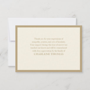 Classic Elegant Simple Message Memorial Funeral Thank You Card