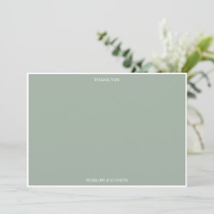 Classic Elegant Simple Personalised Sage Wedding Thank You Card