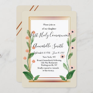 Classic & Elegant Sophisticated    First Holy Comm Invitation