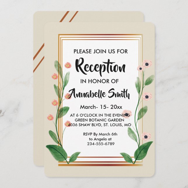 Classic & Elegant Sophisticated   Reception Invitation (Front/Back)