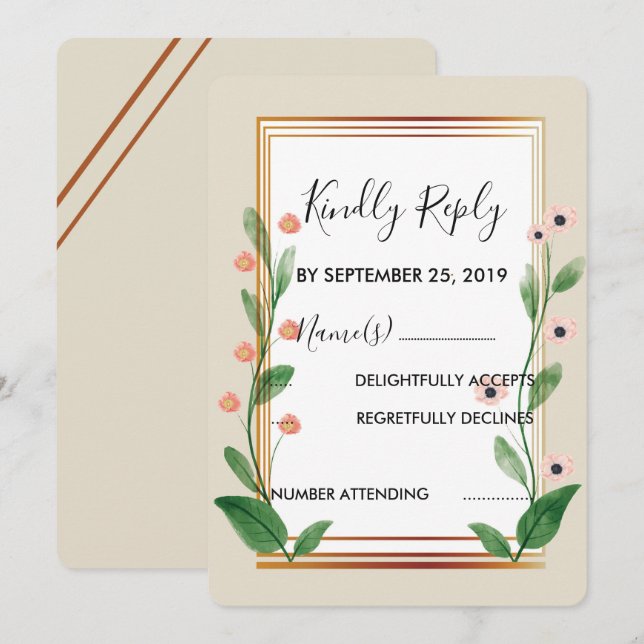 Classic & Elegant Sophisticated   RSVP Invitation (Front/Back)