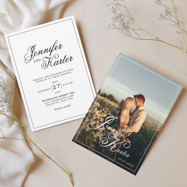Classic Elegant Square Border Photo Wedding Invitation (Creator Uploaded)