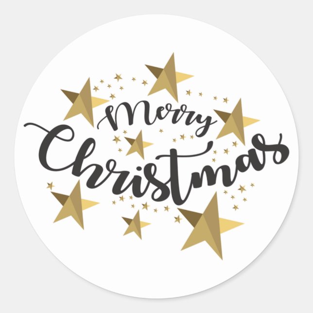 Classic Elegant Stylish Modern Merry Christmas. Classic Round Sticker (Front)