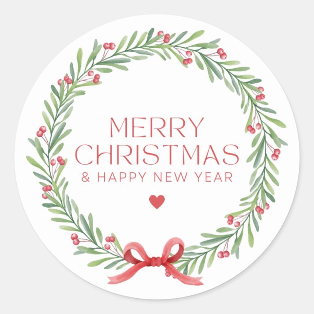 Classic Elegant Stylish Modern Merry Christmas. Classic Round Sticker (Front)