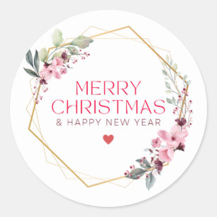 Classic Elegant Stylish Modern Merry Christmas. Round Sticker