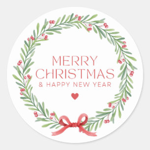 Classic Elegant Stylish Modern Merry Christmas. Round Sticker