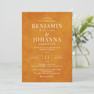 Classic Elegant Sunset Orange Watercolor Wedding Invitation