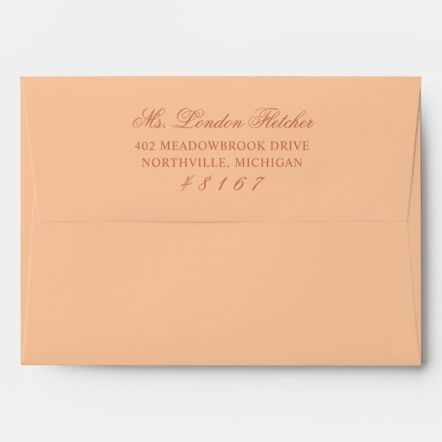Classic Elegant Terracotta Orange Wedding Mailing Envelope (Back (Top Flap))