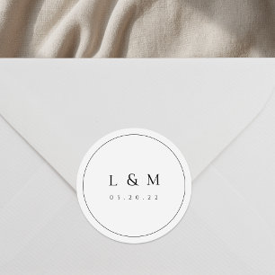 Classic Elegant Typography Wedding Monogram Round Sticker