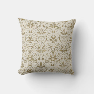 Classic Elegant Vintage Beige Floral Pattern Cushion