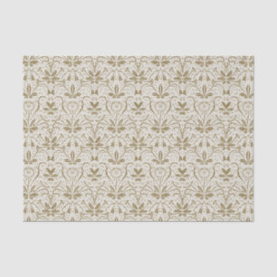 Classic Elegant Vintage Beige Floral Pattern Tissue Paper