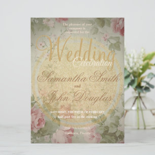 Classic Elegant Vintage Pink Roses Watercolor