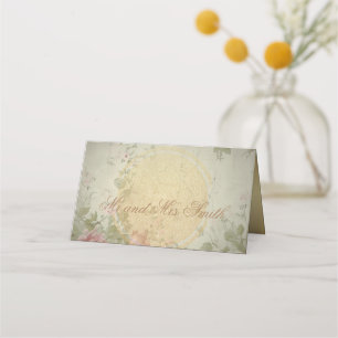 Classic Elegant Vintage Pink Roses Watercolor Place Card