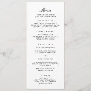 Classic Elegant Wedding Dinner Menu