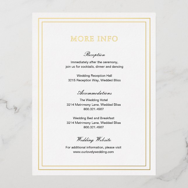 Classic Elegant Wedding Enclosure Card (Front)