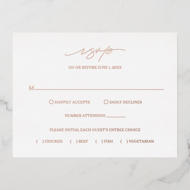 Classic Elegant Wedding Foil RSVP Card (Front)