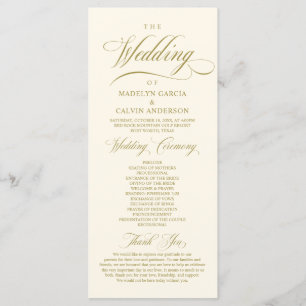 Classic Elegant Wedding Foldable Program Programme