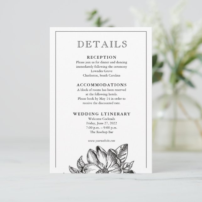 Classic Elegant Wedding Invitation Enclosure cards (Standing Front)