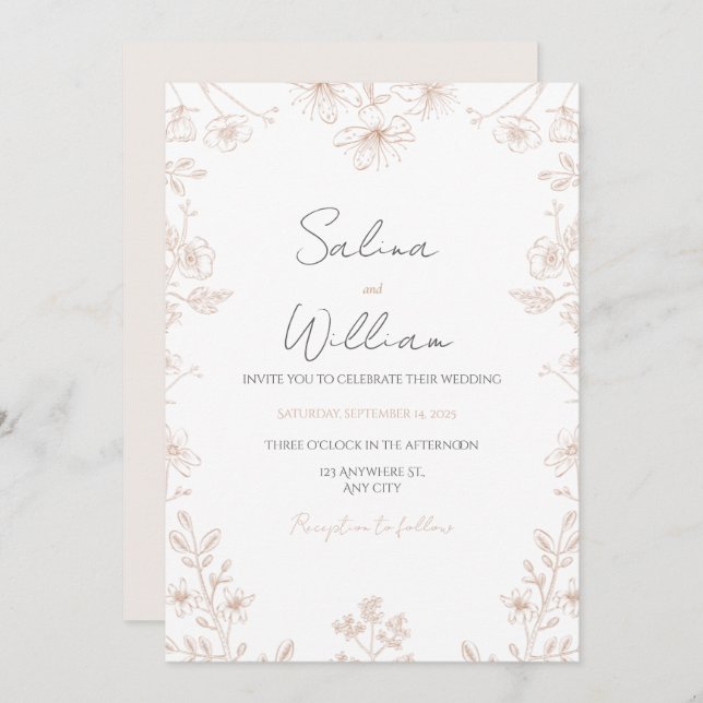 Classic Elegant Wedding Invitation | Timeless  (Front/Back)