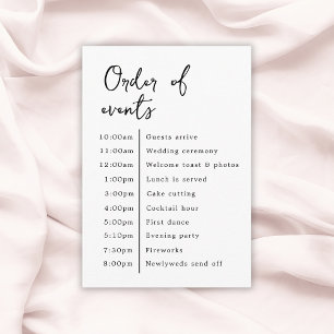 Classic Elegant Wedding Order Of Events Enclosure Card