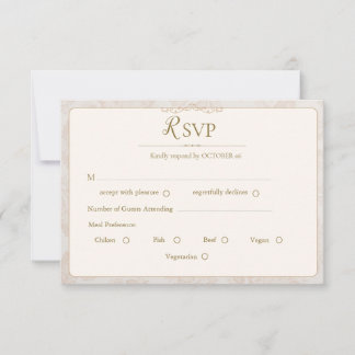 Classic Elegant Wedding RSVP Card- Minimal ivory Card