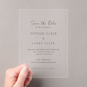 Classic Elegant Wedding Save the Date Acrylic Invitations