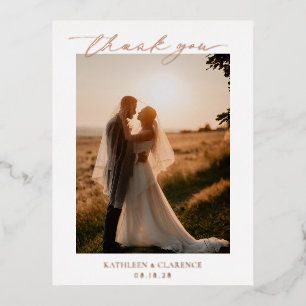 Classic Elegant Wedding Thank You Foil Invitation Postcard