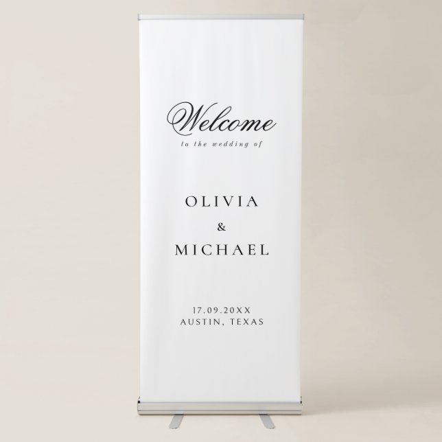 Classic Elegant Wedding Welcome Retractable Banner (Front)