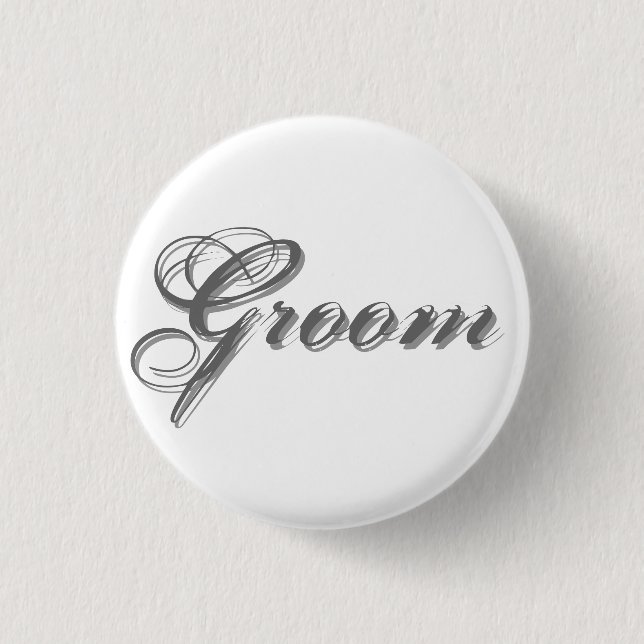 Classic, elegant white and grey groom button (Front)