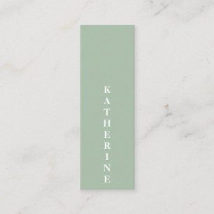 Classic elegant white green minimalist photo plain mini business card