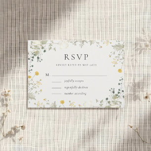 Classic Elegant Wildflower Wedding RSVP Card