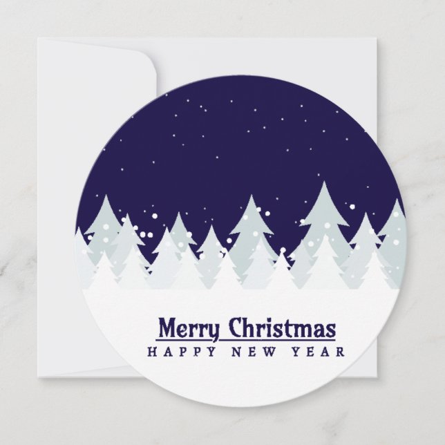 Classic & elegant winter pines customisable colour holiday card (Front)