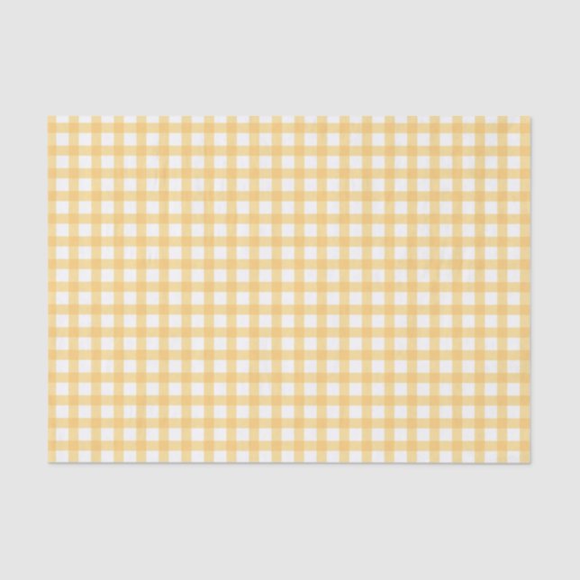 Classic Elegant Yellow Gingham Pattern Tissue Paper (Front)